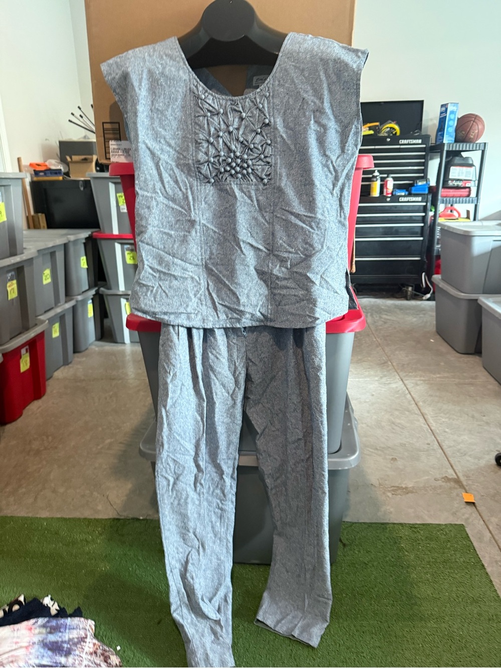 Gray blue  Embroidered Two-Piece  Set 105